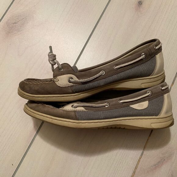 womens Sperry boat shoes 9 tan grey slip on - Picture 4 of 6